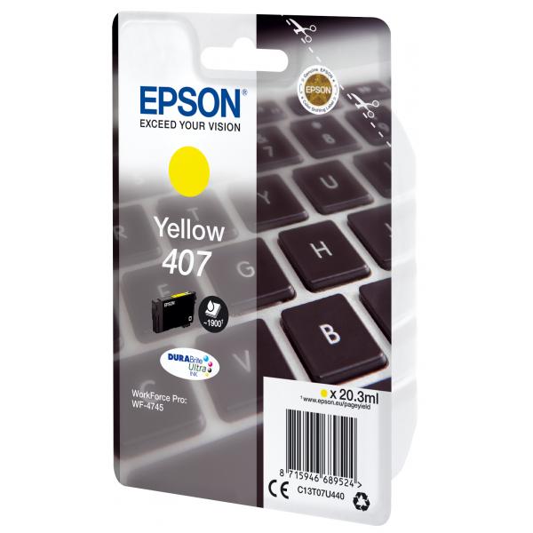 Epson Inchiostro giallo singolo DURABrite Ultra Tastiera 407L (OEM Epson 407 Yellow Ink Cartridge C13T07U440)Epson8715946689524C13T07U440