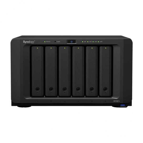 Synology DiskStation DS1621+ server NAS e di archiviazione Desktop Ryzen Embedded V1500B 4 GB DDR4 0 TB DiskStation Manager Nero (Synology Disk Station DS1621+ - NAS server - 6 bays - SATA 6Gb/s - RAID 0, 1, 5, 6, 10, JBOD - RAM 4 GB - Gigabit Ethern...