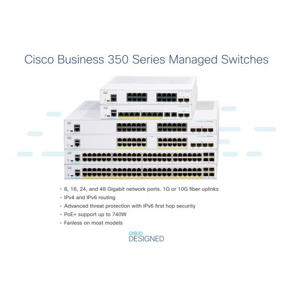 Cisco CBS350 Gestito L3 Gigabit Ethernet [10/100/1000] Supporto Power over Ethernet [PoE] Desktop Nero, Grigio (CBS350 Managed 16 port GE PoE Ext PS 2x1G SFP)Cisco0889728293556CBS350-16P-E-2G-UK