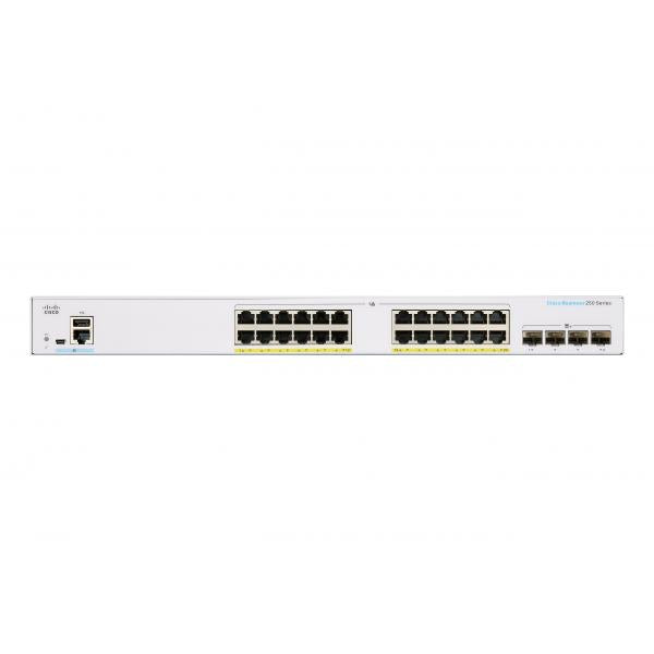 Cisco CBS250 Gestito L3 Gigabit Ethernet [10/100/1000] Supporto Power over Ethernet [PoE] 1U Grigio (Cisco Business 250 Series CBS250-24P-4X - Switch - L3 - smart - 24 x 10/100/1000 [PoE+] + 4 x 10 Gigabit SFP+ - rack-mountable - PoE+ [195 W])Cisco08...