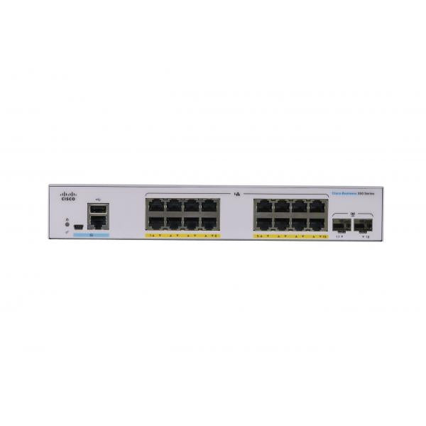 Cisco CBS350 Gestito L3 Gigabit Ethernet [10/100/1000] Supporto Power over Ethernet [PoE] Desktop Nero, Grigio (Cisco Business 350 Series CBS350-16FP-2G - Switch - L3 - Managed - 16 x 10/100/1000 [PoE+] + 2 x Gigabit SFP - rack-mountable - PoE+ [240 ...