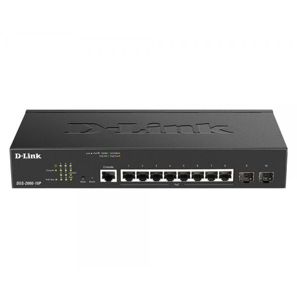 D-Link DGS-2000-10P switch di rete Gestito L2/L3 Gigabit Ethernet [10/100/1000] Supporto Power over Ethernet [PoE] 1U Nero (8-Port 10/100/1000BASE-T PoE + 2-Port 100/1000 Mbps SFP Ports Managed Access Switch)D-linkDGS-2000-10P