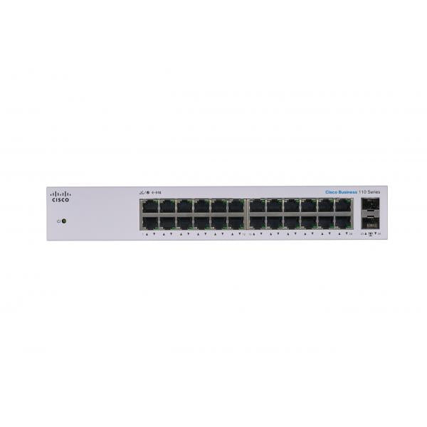 Cisco CBS110 Non gestito L2 Gigabit Ethernet [10/100/1000] Desktop Grigio (Cisco Business 110 Series 110-24T - Switch - unmanaged - 24 x 10/100/1000 + 2 x combo Gigabit SFP - desktop, rack-mountable, wall-mountable)CiscoCBS110-24T-UK