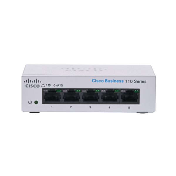 Cisco CBS110 Non gestito L2 Gigabit Ethernet [10/100/1000] Desktop Grigio (Cisco Business 110 Series 110-5T-D - Switch - unmanaged - 5 x 10/100/1000 - desktop, rack-mountable, wall-mountable - DC power)Cisco0889728326025CBS110-5T-D-UK