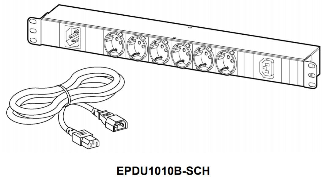 APC EPDU1010B-SCH unità di distribuzione dell'energia [PDU] 7 presa[e] AC 1U Nero (APC Easy Basic Rack PDU EPDU1010B-SCH - Power distribution unit [rack-mountable] - AC 200-240 V - 1-phase - input: IEC 60320 C14 10A - output connectors: 7 [IEC C14, 6...