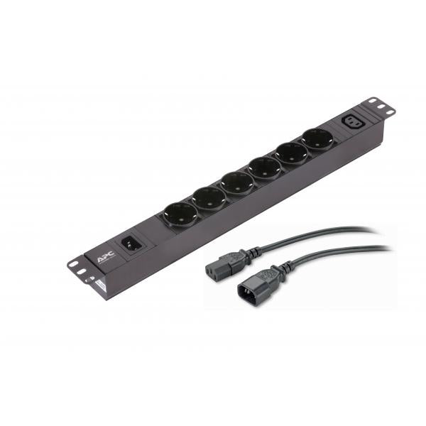 APC EPDU1010B-SCH unità di distribuzione dell'energia [PDU] 7 presa[e] AC 1U Nero (APC Easy Basic Rack PDU EPDU1010B-SCH - Power distribution unit [rack-mountable] - AC 200-240 V - 1-phase - input: IEC 60320 C14 10A - output connectors: 7 [IEC C14, 6...