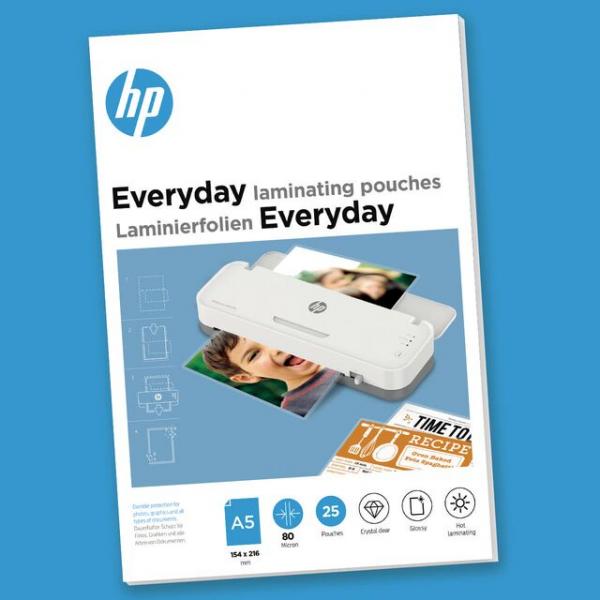 HP 9155 pellicola per plastificatrice 25 pz (HP Everyday Laminating Pouches A5 80 micron [Pack 25] 9155)Hp9155