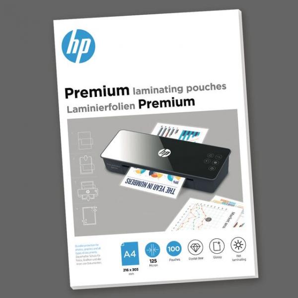 HP 9124 pellicola per plastificatrice 100 pz (HP Premium Laminator pouches A4, 125 Micron / 100 pcs)Hp9124