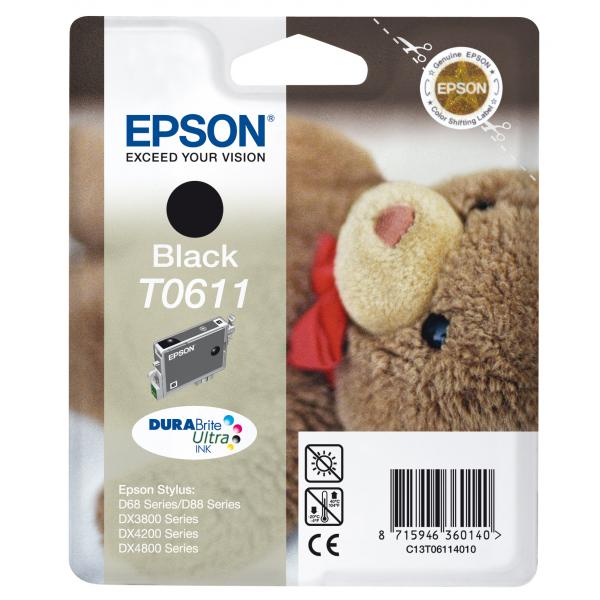 Epson Teddybear Cartuccia Nero (Ink Black 8ml - Pages 250 [ No. T0611 ] - Warranty: 12M)EpsonC13T06114010