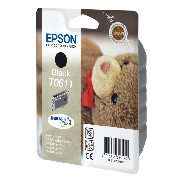 Epson Teddybear Cartuccia Nero (Ink Black 8ml - Pages 250 [ No. T0611 ] - Warranty: 12M)EpsonC13T06114010