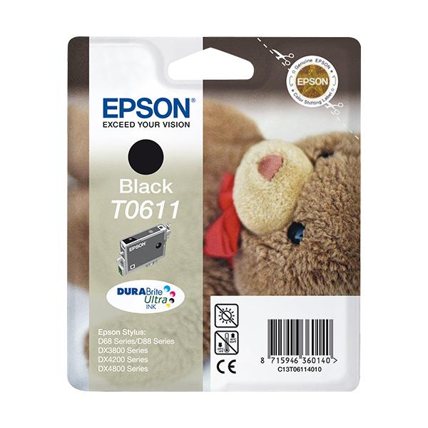 Epson Teddybear Cartuccia Nero (Ink Black 8ml - Pages 250 [ No. T0611 ] - Warranty: 12M)EpsonC13T06114010