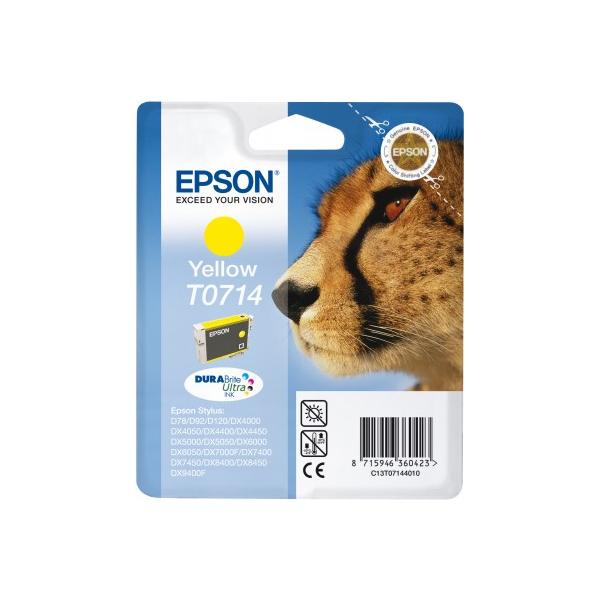 Epson Cheetah Cartuccia di inchiostro Yellow T0714 DURABrite Ultra Ink (Epson T071 Stylus D78/DX4000/DX4050/DX5050/DX6000/DX6050)EpsonC13T07144010
