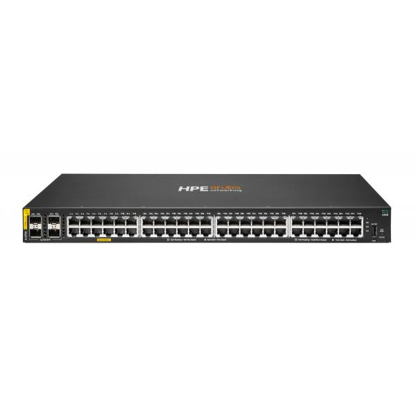 HPE Aruba Networking Aruba 6100 48G Class4 PoE 4SFP+ 370W Gestito L3 Gigabit Ethernet [10/100/1000] Supporto Power over Ethernet [PoE] 1U Nero (HPE Aruba Switch CX 6100 48G 4SFP+ 48xGBit/4xSFP+ PoE 370W JL675A)HpeJL675A