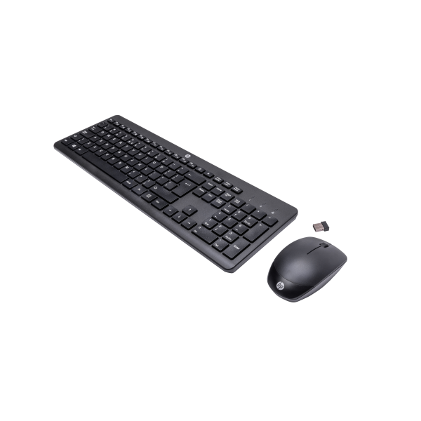 HP Combo tastiera e mouse wireless 230 (Wireless Keyboard Mouse - 230, Full-size [100%], RF - Wireless, Mechanical, QWERTY, Black, Mouse included - Warranty: 3M)Hp18H24AA#ABB