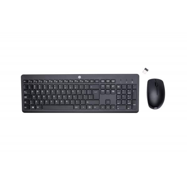 HP Combo tastiera e mouse wireless 230 (Wireless Keyboard Mouse - 230, Full-size [100%], RF - Wireless, Mechanical, QWERTY, Black, Mouse included - Warranty: 3M)Hp18H24AA#ABB