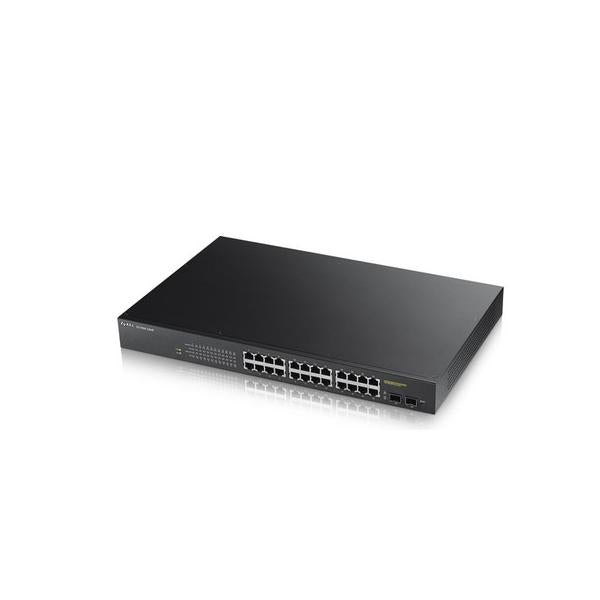 Zyxel GS1900-24HP Gestito Gigabit Ethernet [10/100/1000] 1U Nero (Zyxel GS1900-24HPv2 - Switch - smart - 24 x 10/100/1000 [PoE] + 2 x 10/100/1000 - rack-mountable, wall-mountable - PoE [170 W])Zyxel4718937609512GS190024HPV2-GB0101F
