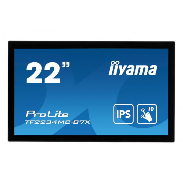 Iiyama ProLite TF2234MC-B7X Monitor PC 54,6 cm [21.5] 1920 x 1080 Pixel Full HD LED Touch screen Multi utente Nero (21.5 Projective Capacitive - 10P Touch Screen ProLite - TF2234MC-B7X, 54.6 cm [21.5], 350 cd/m, Full HD, LED, 16:9, 8 ms - Warranty: 3...