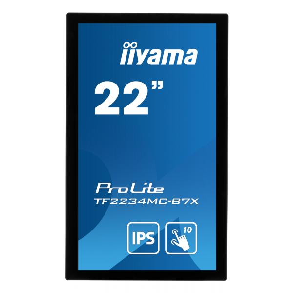 Iiyama ProLite TF2234MC-B7X Monitor PC 54,6 cm [21.5] 1920 x 1080 Pixel Full HD LED Touch screen Multi utente Nero (21.5 Projective Capacitive - 10P Touch Screen ProLite - TF2234MC-B7X, 54.6 cm [21.5], 350 cd/m, Full HD, LED, 16:9, 8 ms - Warranty: 3...