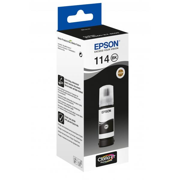 Epson 114 EcoTank Pigment Black ink bottle (OEM Epson C13T07A140 [114] Ink Bottle Black Pigmented 2300 Photos 70ml)EpsonC13T07A140