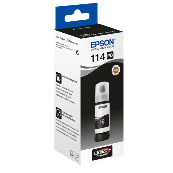 Epson 114 EcoTank Photo Black ink bottle (EPSON 114 PHOTO BLACK INK ET-8500 ET-8600)EpsonC13T07B140