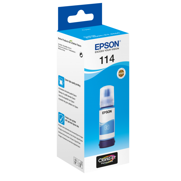 Epson 114 EcoTank Cyan ink bottle (114 ECOTANK CYAN INK BOTTLE)Epson8715946687308C13T07B240