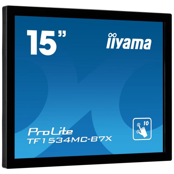 Iiyama TF1534MC-B7X Monitor PC 38,1 cm [15] 1024 x 768 Pixel XGA LED Touch screen Multi utente Nero (15 ProLite TF1534MC-B7X Touch Screen Monitor - 15 Black LED Touchscreen Monitor VGA DisplayPort and HDMI)Iiyama4948570118380TF1534MC-B7X
