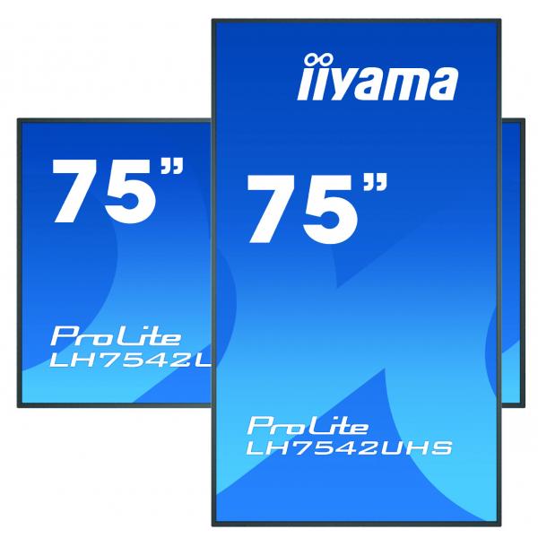 Iiyama PROLITE LH7542UHS-B3 Pannello piatto per segnaletica digitale 189,2 cm [74.5] IPS 500 cd/m 4K Ultra HD Nero Processore integrato Android 8.0 18/7 (75 ProLite LH7542UHS-B3 Display - 75 Black Large Format Display 4K 500 cd/m2 18/7 Operation 3x H...