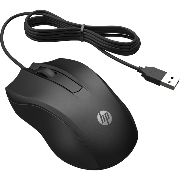 HP Mouse cablato 100 Wired (Wired Mouse 100 EURO - Wired Mouse 100, - Ambidextrous, Optical, USB Type-A, 1600 DPI, Black - Warranty: 3M)Hp6VY96AA#ABB