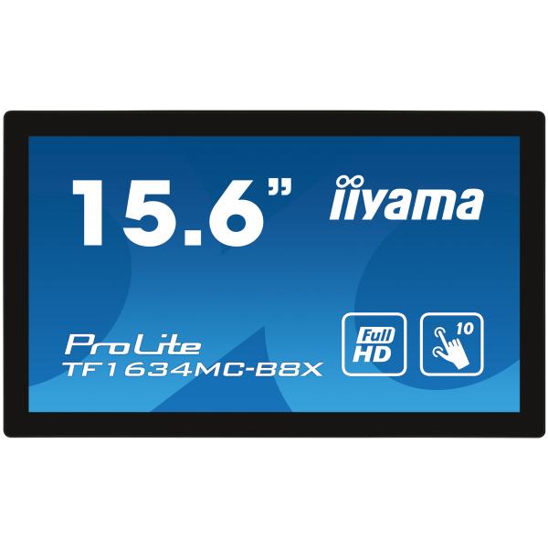 Iiyama ProLite TF1634MC-B8X Monitor PC 39,6 cm [15.6] 1920 x 1080 Pixel Full HD LED Touch screen Multi utente Nero (15.6 TF1634MC-B8X Touch Screen Monitor - 15.6 Black LED Touchscreen Monitor Full HD VGA DisplayPort and HDMI)IiyamaTF1634MC-B8X