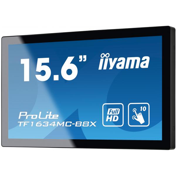 Iiyama ProLite TF1634MC-B8X Monitor PC 39,6 cm [15.6] 1920 x 1080 Pixel Full HD LED Touch screen Multi utente Nero (15.6 TF1634MC-B8X Touch Screen Monitor - 15.6 Black LED Touchscreen Monitor Full HD VGA DisplayPort and HDMI)IiyamaTF1634MC-B8X
