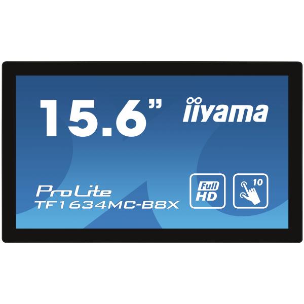 Iiyama ProLite TF1634MC-B8X Monitor PC 39,6 cm [15.6] 1920 x 1080 Pixel Full HD LED Touch screen Multi utente Nero (iiyama ProLite TF1634MC-B8X 15.6' Capacitive Touch Screen Display)Iiyama4948570118342TF1634MC-B8X