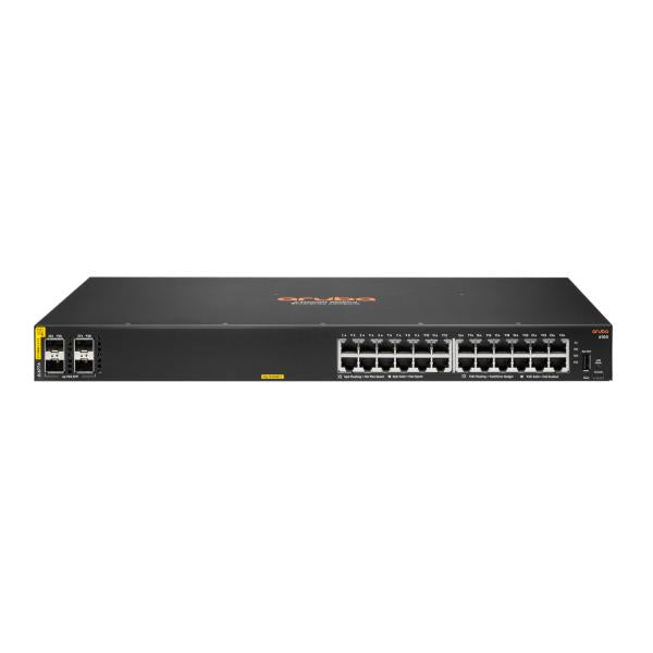 Aruba 6100 24G Class4 PoE 4SFP+ 370W Gestito L3 Gigabit Ethernet [10/100/1000] Supporto Power over Ethernet [PoE] 1U Nero (HPE Aruba 6100 24G Class4 PoE 4SFP+ - Switch - Managed - 24 x 10/100/1000 + 4 x 1 Gigabit / 10 Gigabit SFP+ - side to side airf...
