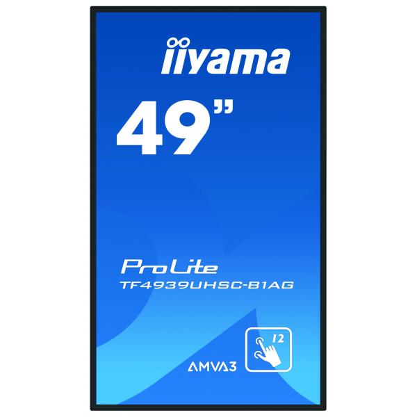 Iiyama ProLite TF4939UHSC-B1AG Monitor PC 124,5 cm [49] 3840 x 2160 Pixel 4K Ultra HD LED Touch screen Multi utente Nero (49 PCAP Anti-glare Bezel - Free 15-Points Touch Screen, - 3840x2160 [4K], IPS panel, 24/7 operation - Warranty: 36M)IiyamaTF4939...