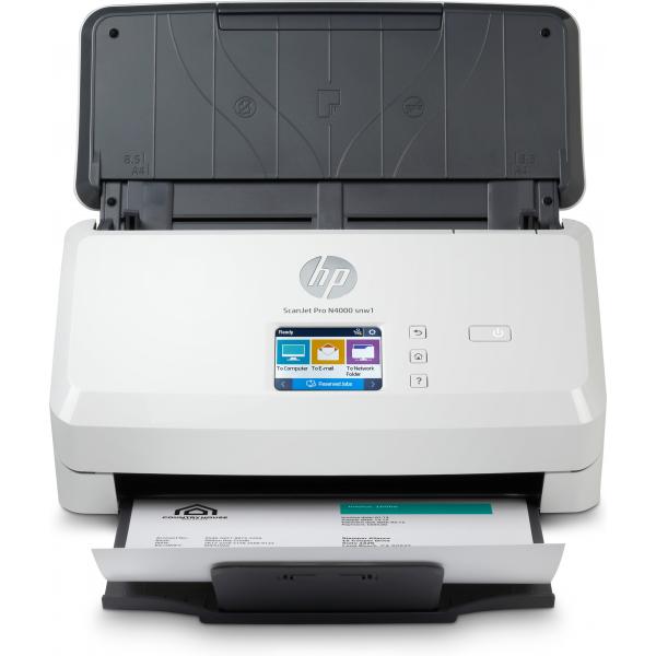 HP ScanJet Pro N4000 snw1 Scanner a foglio 600 x 600 DPI A4 Nero, Bianco (HP Scanjet Pro N4000 snw1 Sheet-feed - Scanner documenti - CMOS/CIS - Duplex - 216 x 3100 mm - 600 dpi x 600 dpi - fino a 40 ppm [mono] - ADF [Alimentatore automatico documenti...