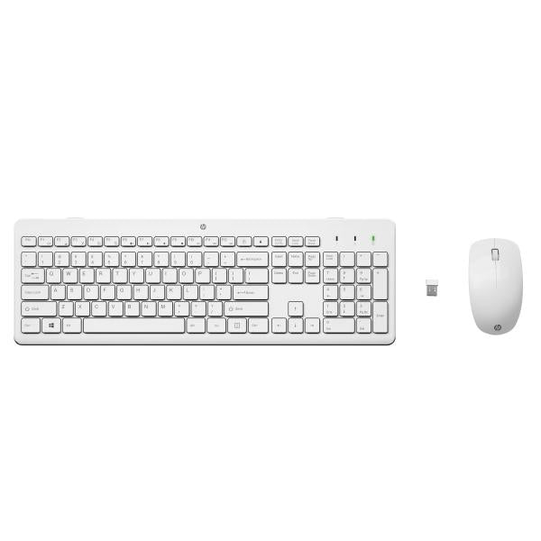 HP Combo tastiera e mouse wireless 230 (230 WL MOUSE+KB COMBO WHT 230 - Wireless Mouse and 230 - Wireless Mouse and Keyboard Combo, Full-size [100%], RF Wireless, Membrane, - Warranty: 12M) - Versione UKHp3L1F0AA