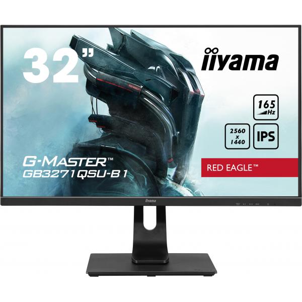 Iiyama G-MASTER GB3271QSU-B1 Monitor PC 80 cm [31.5] 2560 x 1440 Pixel Wide Quad HD LED Nero (iiyama G-Master GB3271QSU-B1 32 Inch Red Eagle Gaming Monitor, IPS, 2560x1440, 1ms, 165hz, FreeSync, HDMI, Display Port, USB Hub, Speakers, Int PSU, Height ...