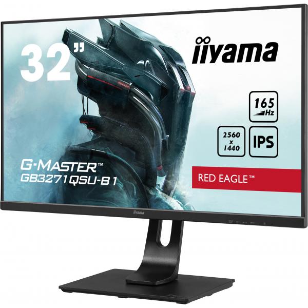 Iiyama G-MASTER GB3271QSU-B1 Monitor PC 80 cm [31.5] 2560 x 1440 Pixel Wide Quad HD LED Nero (iiyama G-Master GB3271QSU-B1 32 Inch Red Eagle Gaming Monitor, IPS, 2560x1440, 1ms, 165hz, FreeSync, HDMI, Display Port, USB Hub, Speakers, Int PSU, Height ...
