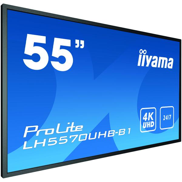 Iiyama LH5570UHB-B1 visualizzatore di messaggi Pannello piatto per segnaletica digitale 138,7 cm [54.6] VA 700 cd/m 4K Ultra HD Nero Processore integrato Android 9.0 24/7 (iiyama ProLite LH5570UHB-B1 55' Large Format Display with 24/7, 4K UHD, Androi...