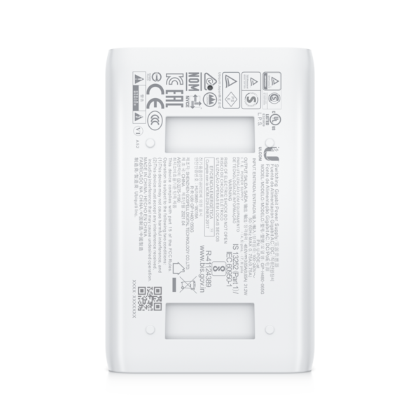 Ubiquiti U-POE-AT adattatore PoE e iniettore Gigabit Ethernet (Ubiquiti PoE+ Adapter/Injector U-POE-AT 48VDC 30W Gigabit)UbiquitiU-POE-AT
