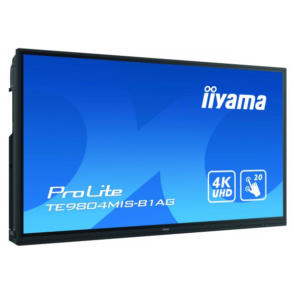 Iiyama TE9804MIS-B1AG visualizzatore di messaggi Pannello piatto interattivo 2,49 m [98] IPS 350 cd/m 4K Ultra HD Nero Touch screen Processore integrato Android 24/7 (iiyama TE9804MIS-B1AG interactive whiteboard 2.49 m [98'] 3840 x 2160 pixels Touchs...