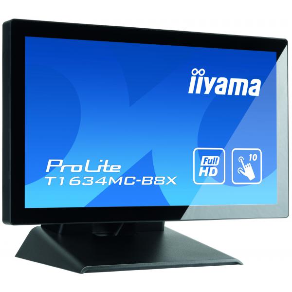 Iiyama ProLite T1634MC-B8X Monitor PC 39,6 cm [15.6] 1920 x 1080 Pixel Full HD LED Touch screen Multi utente Nero (iiyama ProLite T1634MC-B8X touch screen monitor 39.6 cm [15.6'] 1920 x 1080 pixels Multi-touch Multi-user Black)Iiyama4948570118335T163...