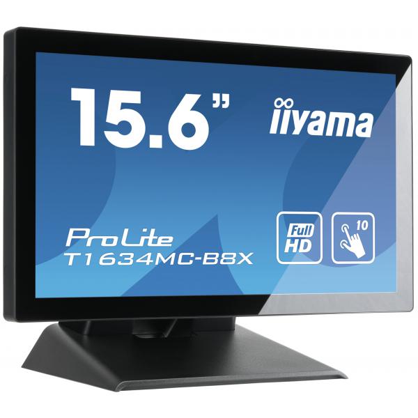 Iiyama ProLite T1634MC-B8X Monitor PC 39,6 cm [15.6] 1920 x 1080 Pixel Full HD LED Touch screen Multi utente Nero (iiyama ProLite T1634MC-B8X touch screen monitor 39.6 cm [15.6'] 1920 x 1080 pixels Multi-touch Multi-user Black)Iiyama4948570118335T163...