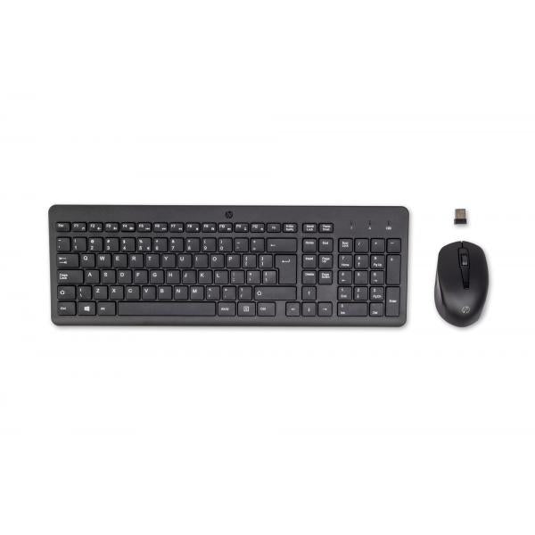HP Combo mouse e tastiera wireless 330 (330 Wireless Mouse Keyboard - 330 International 330 - Wireless Mouse and Keyboard Combination, Full-size [100%], RF Wireless, Black, - Warranty: 3M) - Versione UKHp2V9E6AA#ABB