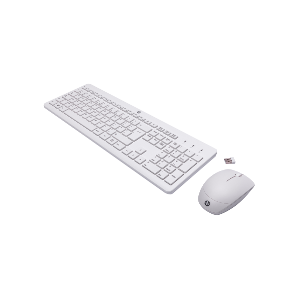 HP Combo tastiera e mouse wireless 230 (230 Wireless Mouse and - Keyboard Combo 230 Wireless - Mouse and Keyboard Combo, Full-size [100%], RF Wireless, Membrane, White, Mouse - Warranty: 3M) - Versione UKHp3L1F0AA#ABB