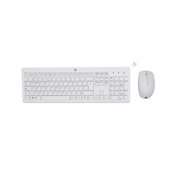 HP Combo tastiera e mouse wireless 230 (230 Wireless Mouse and - Keyboard Combo 230 Wireless - Mouse and Keyboard Combo, Full-size [100%], RF Wireless, Membrane, White, Mouse - Warranty: 3M) - Versione UKHp3L1F0AA#ABB