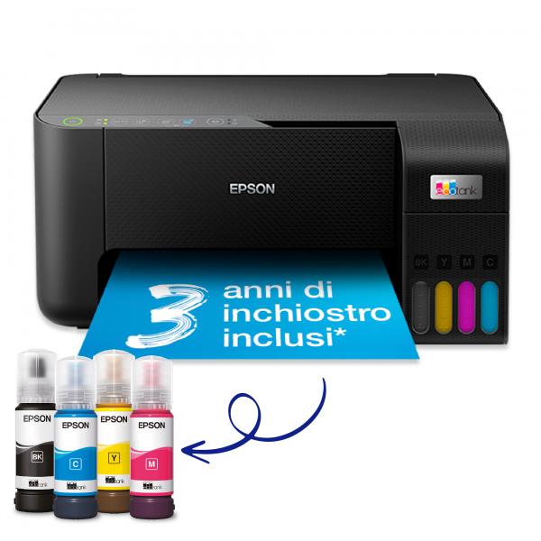 Epson EcoTank ET-2811 stampante multifunzione inkjet 3-in-1 A4, serbatoi ricaricabili alta capacità, 4 flaconi inclusi pari a 3600pag B/N 6500pag colore, Wi-FI Direct, USB (Epson EcoTank ET-2811 [3in1])EpsonC11CJ67404