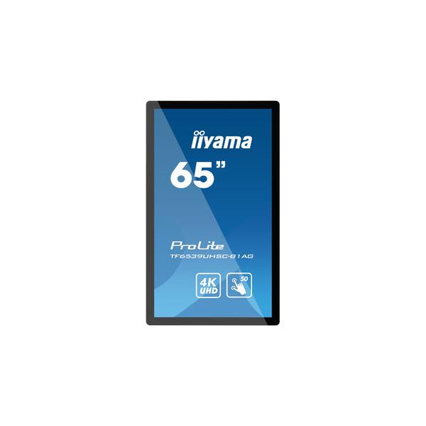 Iiyama TF6539UHSC-B1AG visualizzatore di messaggi Pannello piatto interattivo 165,1 cm [65] LCD 500 cd/m 4K Ultra HD Nero Touch screen (65 PCAP Anti-glare Bezel - Free 50-Points Touch Screen, - 3840x2160 [4K], IPS panel, 24/7 operation - Warranty: 36...