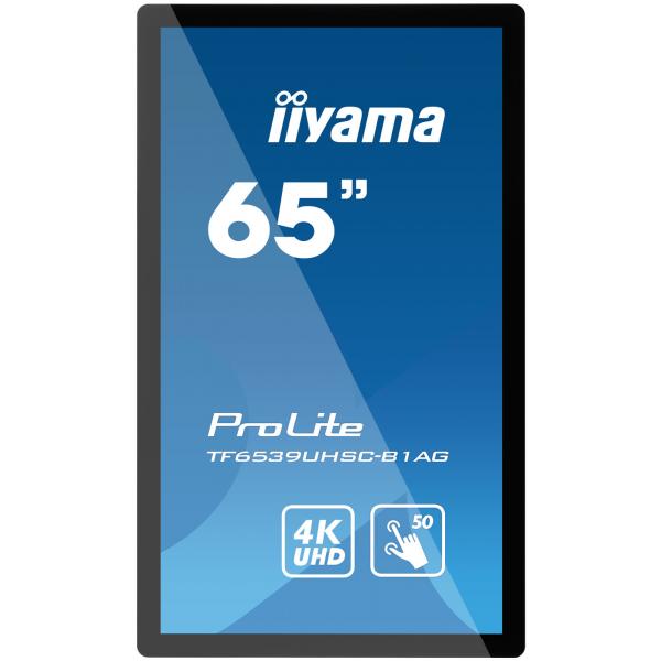 Iiyama TF6539UHSC-B1AG visualizzatore di messaggi Pannello piatto interattivo 165,1 cm [65] LCD 500 cd/m 4K Ultra HD Nero Touch screen (iiyama TF6539UHSC-B1AG 65' Open Frame PCAP 50pt Touch IPS 4K LFD with Anti Glare, 24/7 Operation, IPX1 rated)Iiyam...