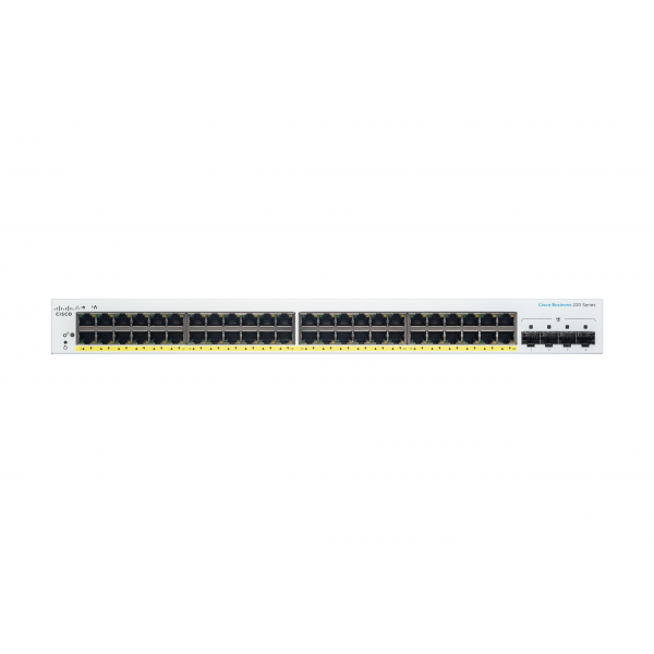 Cisco Business 220 Series Smart Switches Gestito L2 Gigabit Ethernet [10/100/1000] Supporto Power over Ethernet [PoE] Bianco (Cisco Business 220 Series CBS220-48P-4G - Switch - smart - 48 x 10/100/1000 [PoE+] + 4 x Gigabit SFP [uplink] - rack-mountab...