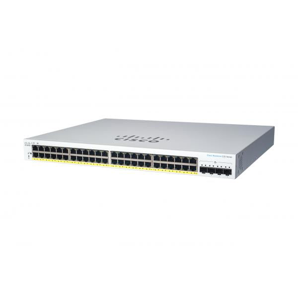 Cisco Business 220 Series Smart Switches Gestito L2 Gigabit Ethernet [10/100/1000] Supporto Power over Ethernet [PoE] Bianco (Cisco Business 220 Series CBS220-48P-4G - Switch - smart - 48 x 10/100/1000 [PoE+] + 4 x Gigabit SFP [uplink] - rack-mountab...